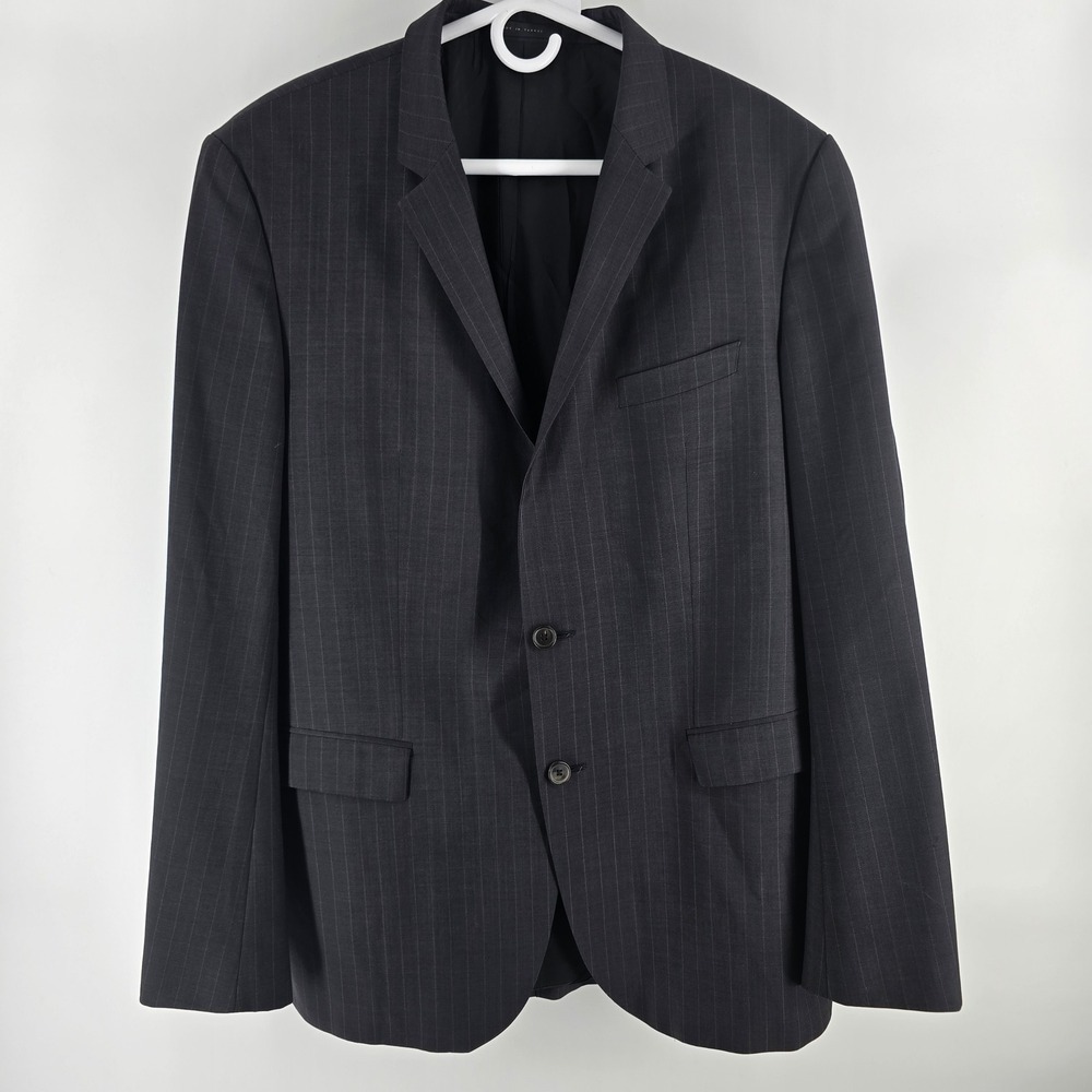 Hugo Boss Sport Coat Mens 44R Charcoal Grey Pinstripe Two Button Blazer